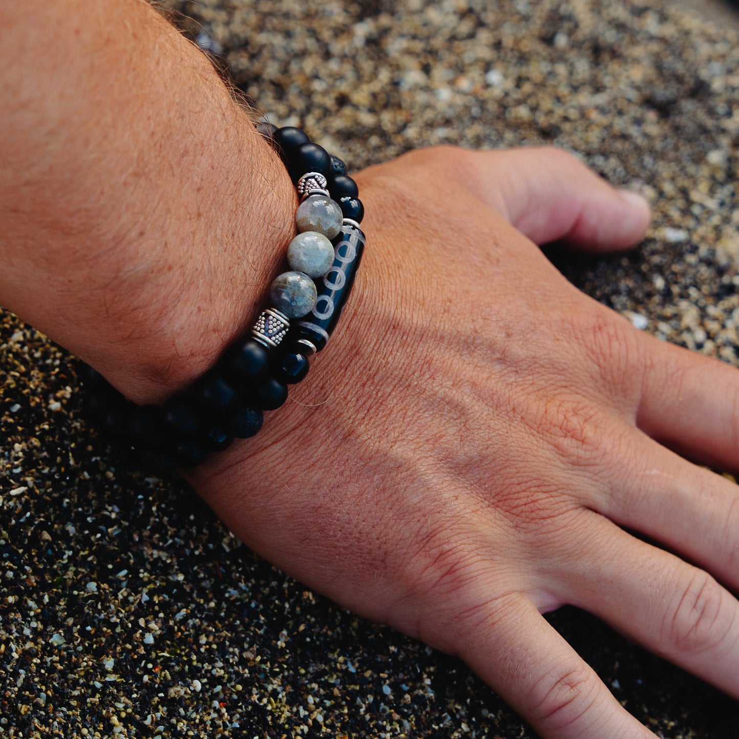 Shadow Prism Bracelet – labradorite iridescent flash bracelet worn on wrist | Stone N Luxe