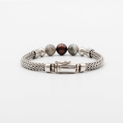 Scarlet Steel Bracelet – sterling silver and labradorite bracelet detail | Stone N Luxe