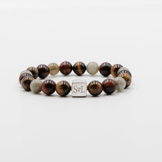 Solar Eclipse Bracelet – Red Tiger Eye and Labradorite mens bracelet | Stone N Luxe